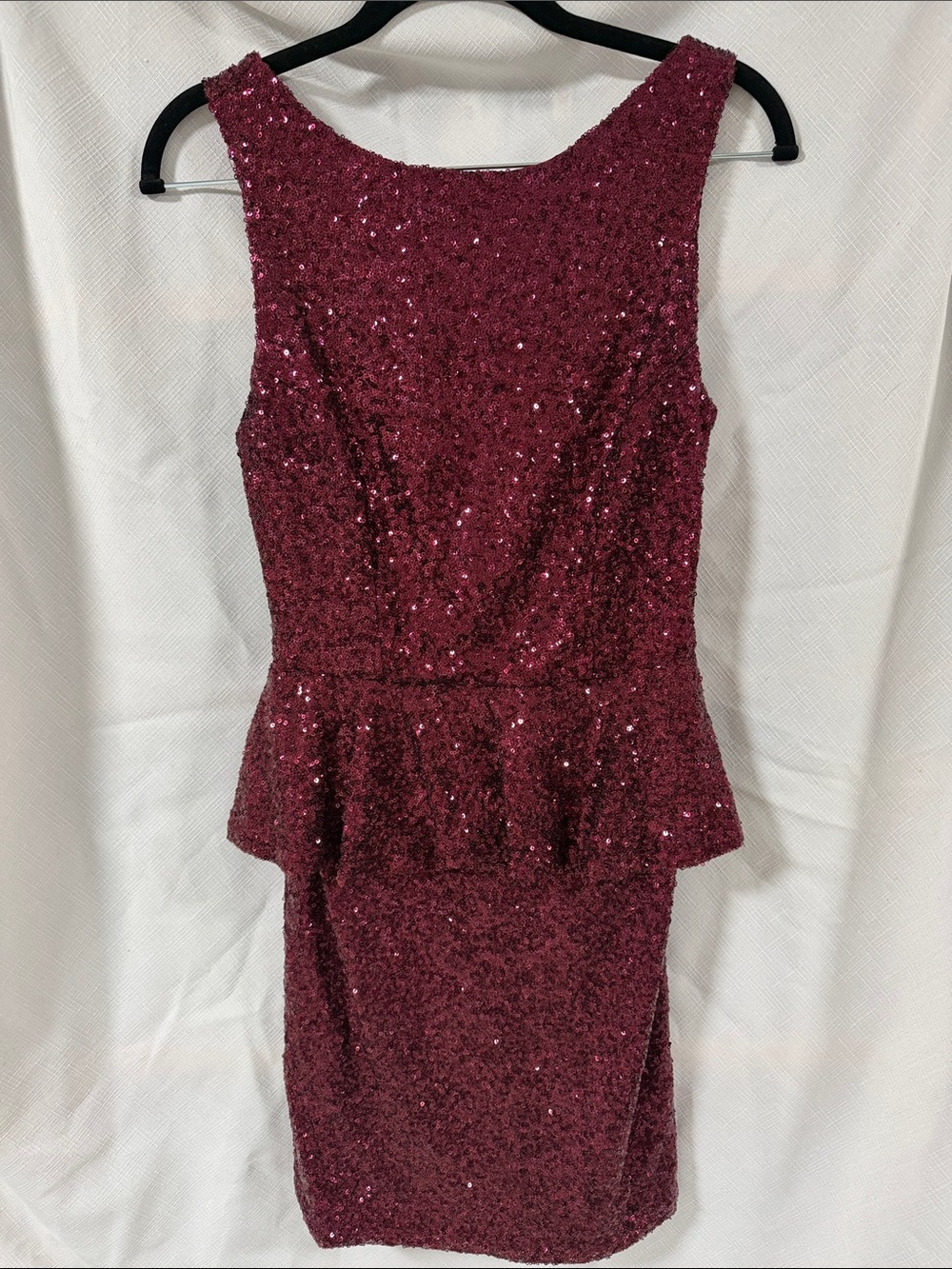 Topshop Burgundy Sequin Peplum Mini Dress